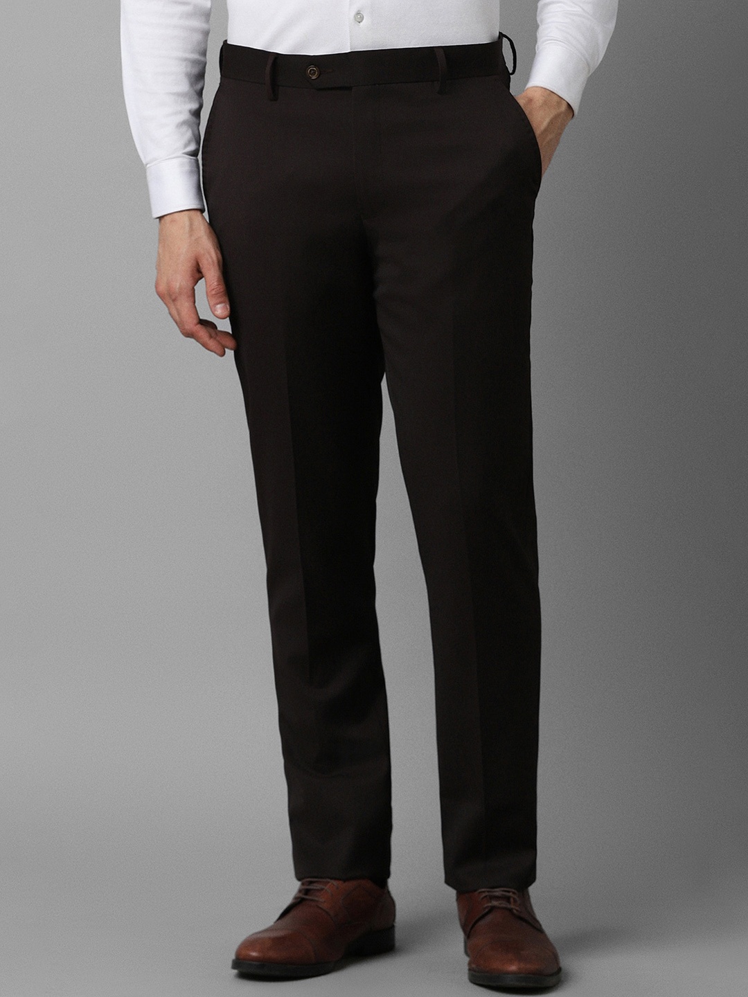 

Louis Philippe Men Mid Rise Slim Fit Formal Trouser, Brown