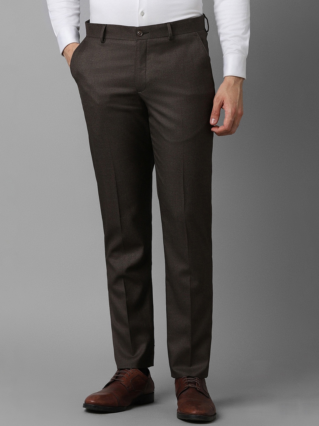 

Louis Philippe Men Mid Rise Slim Fit Formal Trouser, Brown