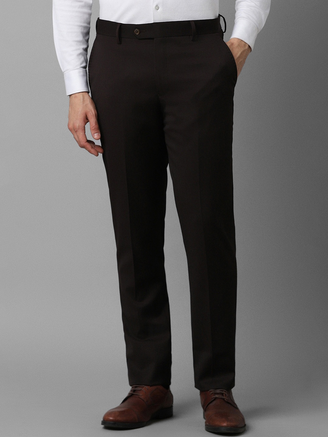 

Louis Philippe Men Mid Rise Slim Fit Formal Trouser, Brown