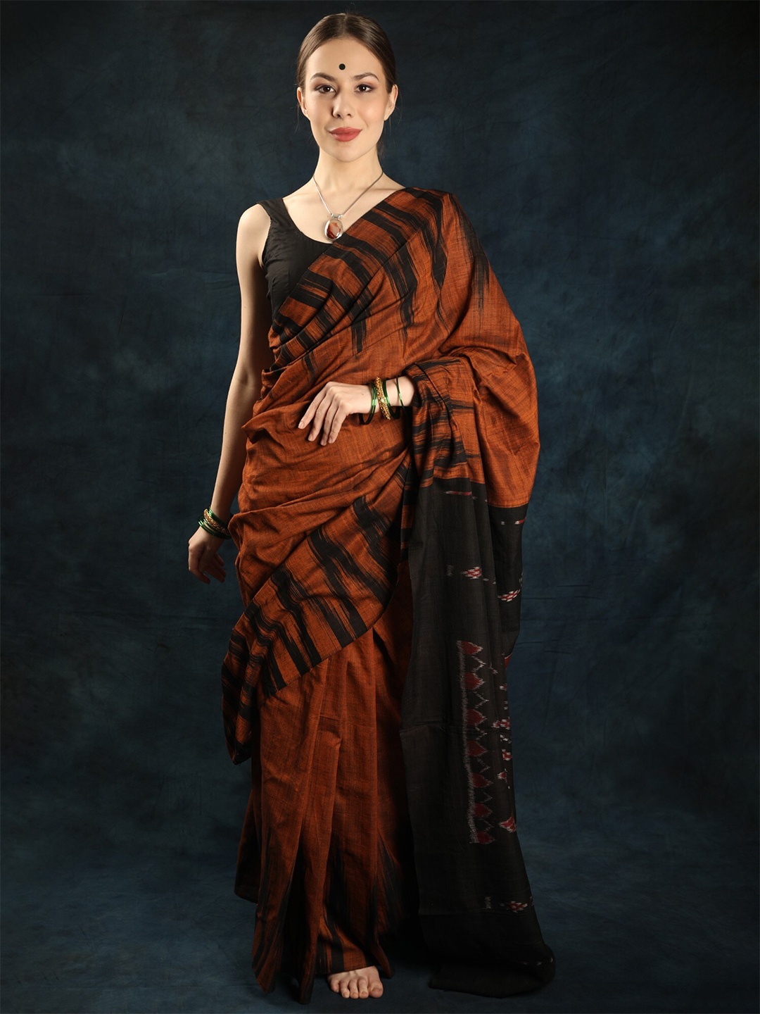 

Exotic India Pure Cotton Sambalpuri Saree, Brown