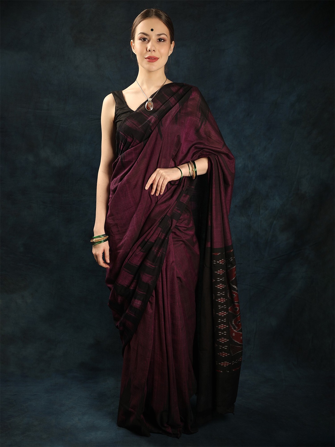 

Exotic India Pure Cotton Sambalpuri Saree, Purple