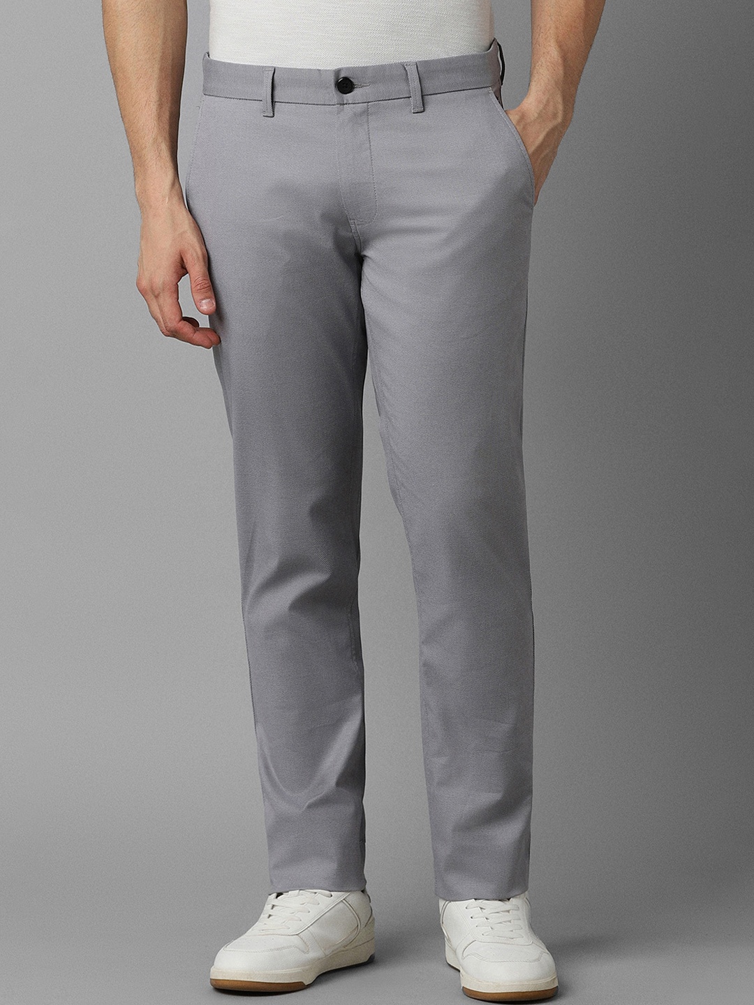 

Louis Philippe Sport Men Slim Fit Mid-Rise Cotton Regular Trousers, Grey