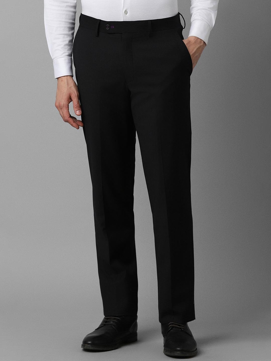 

Luxure by Louis Philippe Men Slim Fit Mid-Rise Formal Trousers, Black