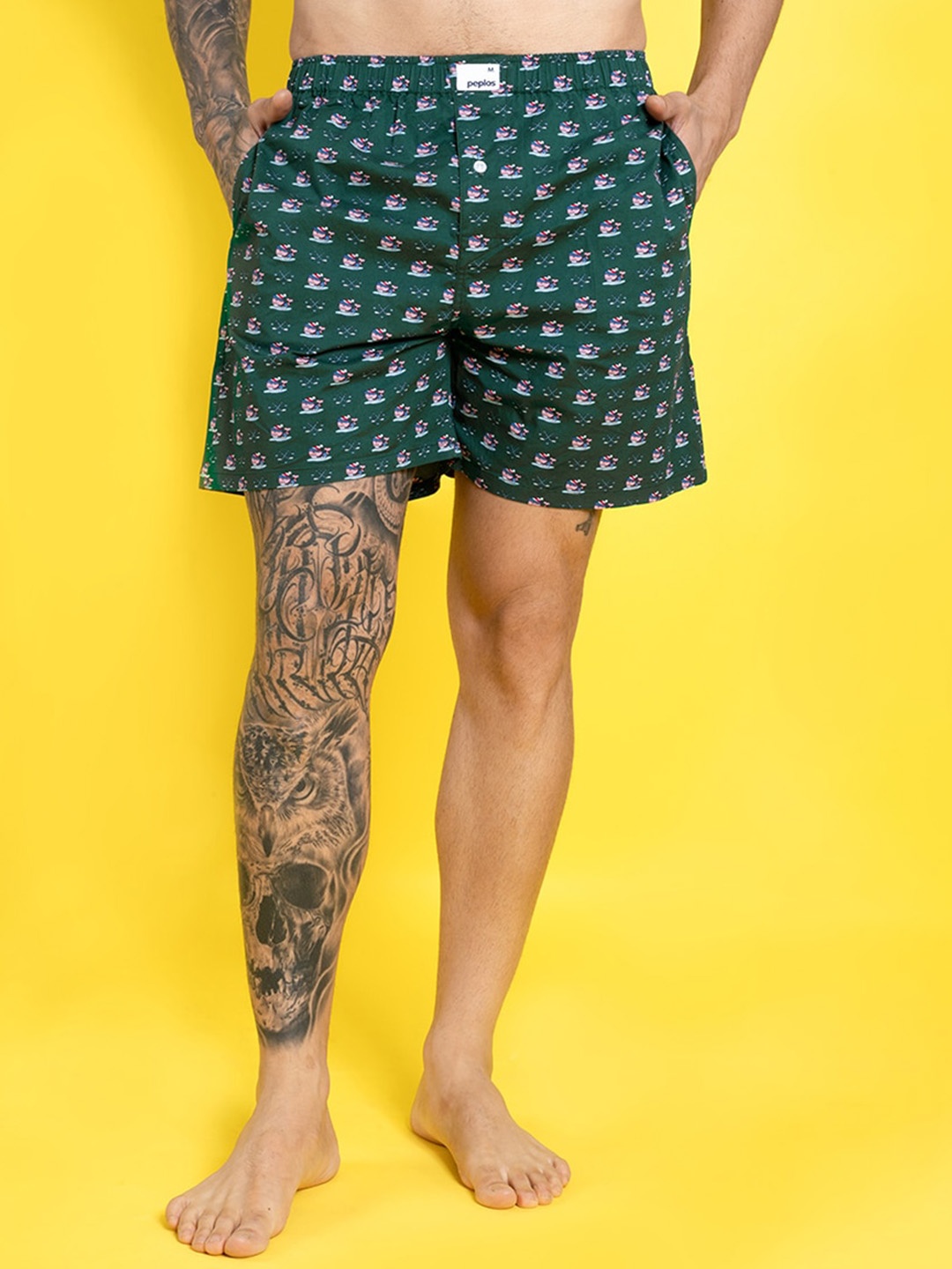 

PEPLOS Printed Pure Cotton Boxers MSB SS24 302, Green
