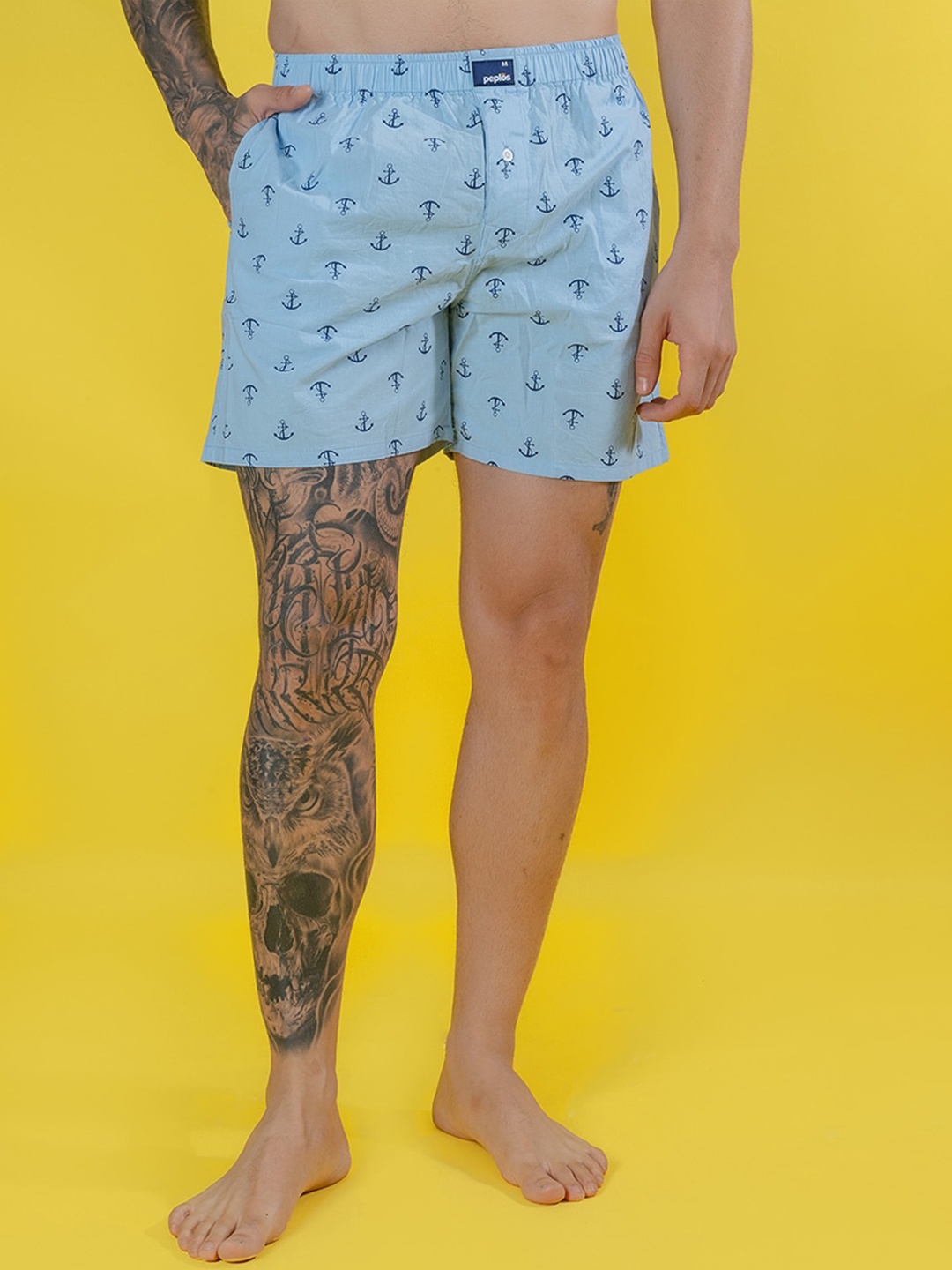 

PEPLOS Printed Pure Cotton Boxers MSB SS24 303, Blue