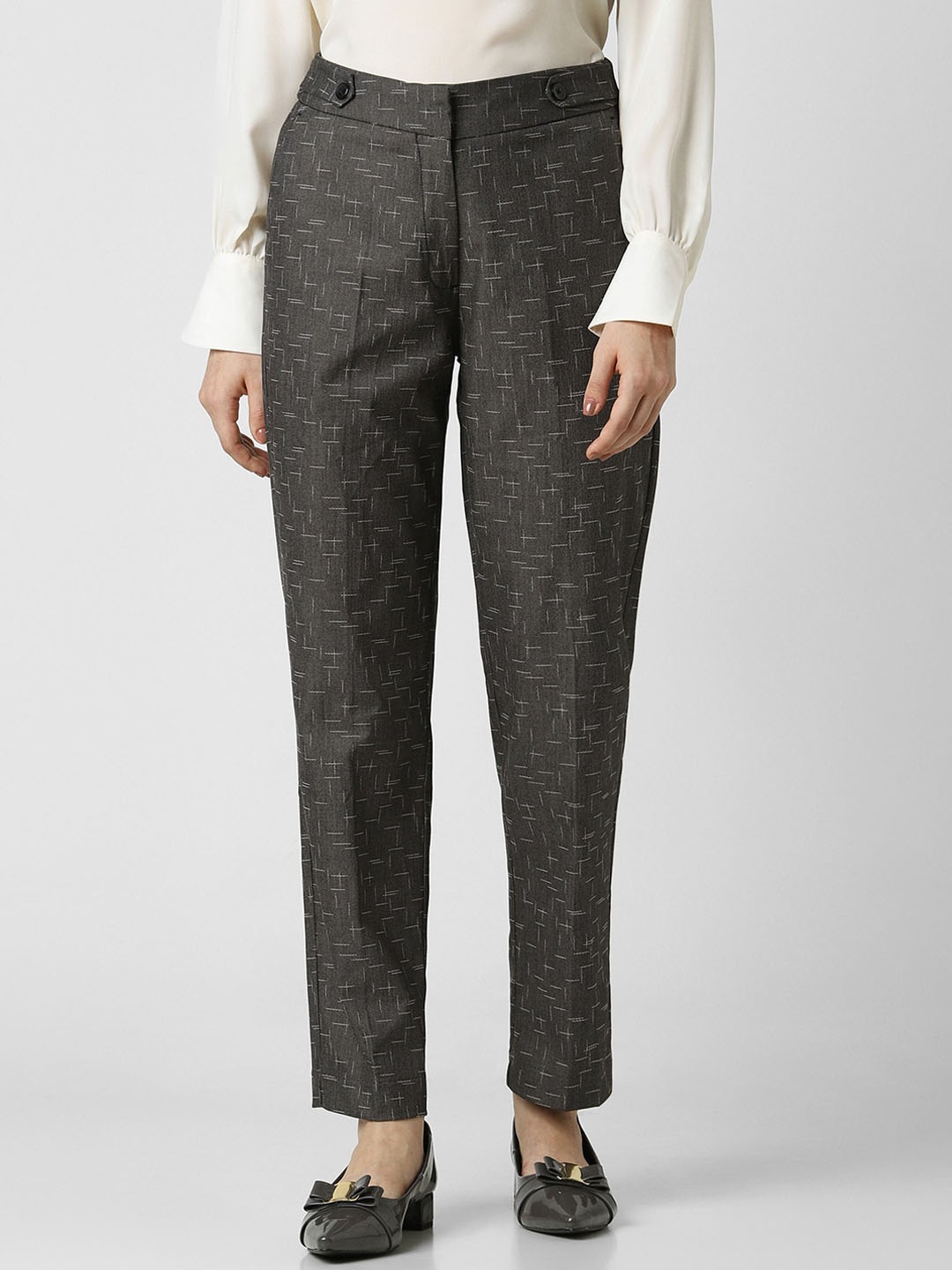 

Van Heusen Woman Women Abstract Printed Formal Trousers, Grey