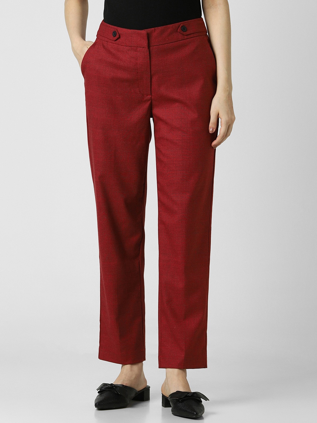 

Van Heusen Woman Women Checked Formal Trousers, Maroon