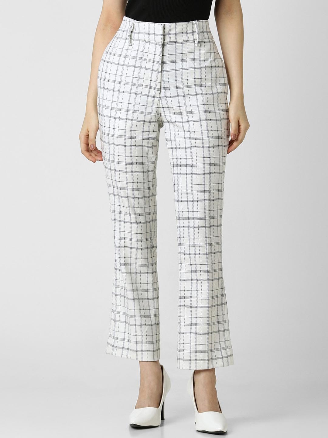 

Van Heusen Woman Women Checked Formal Trousers, White