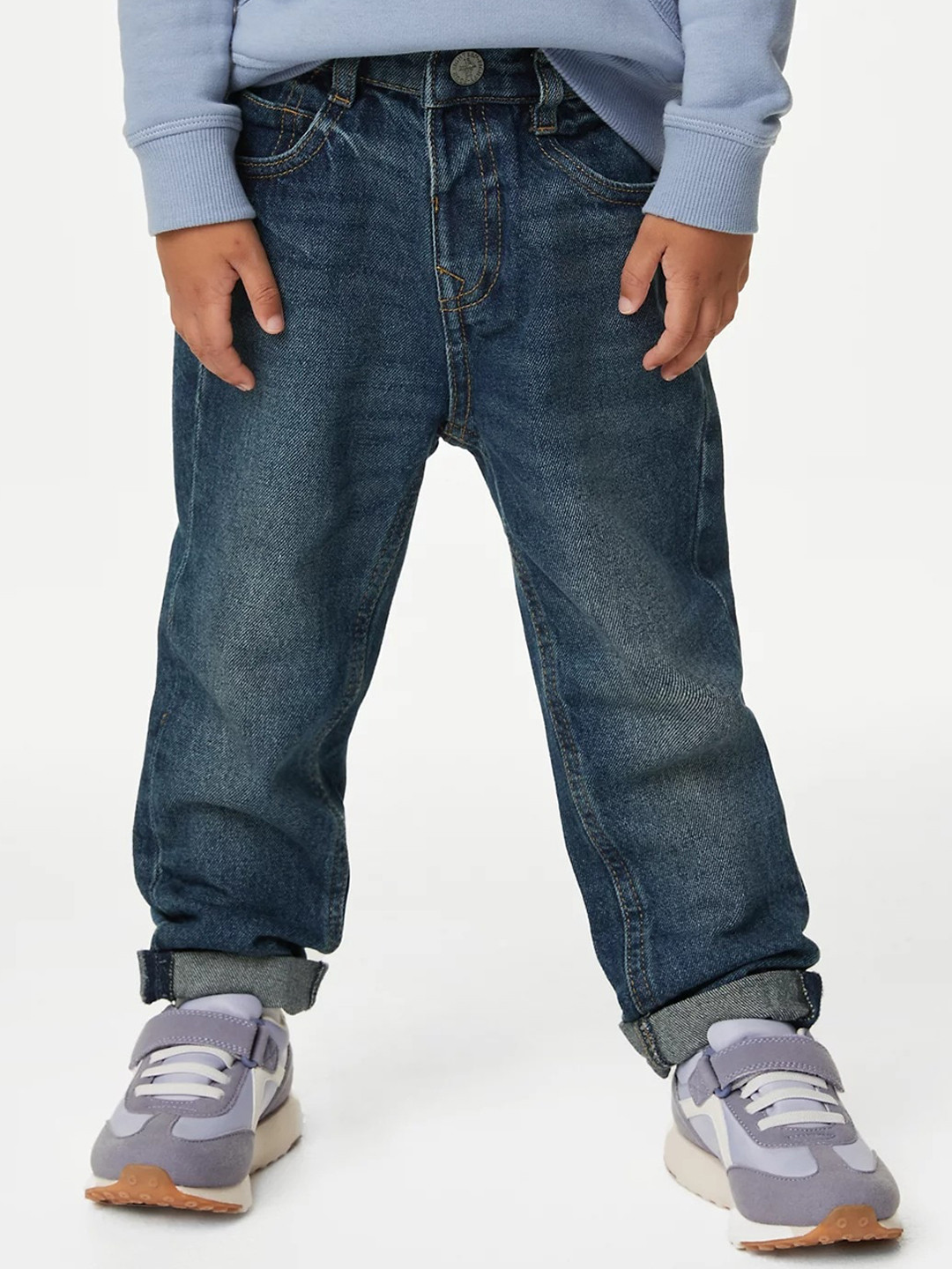 

Marks & Spencer Boys Relaxed Fit Clean Look Light Fade Jeans, Blue