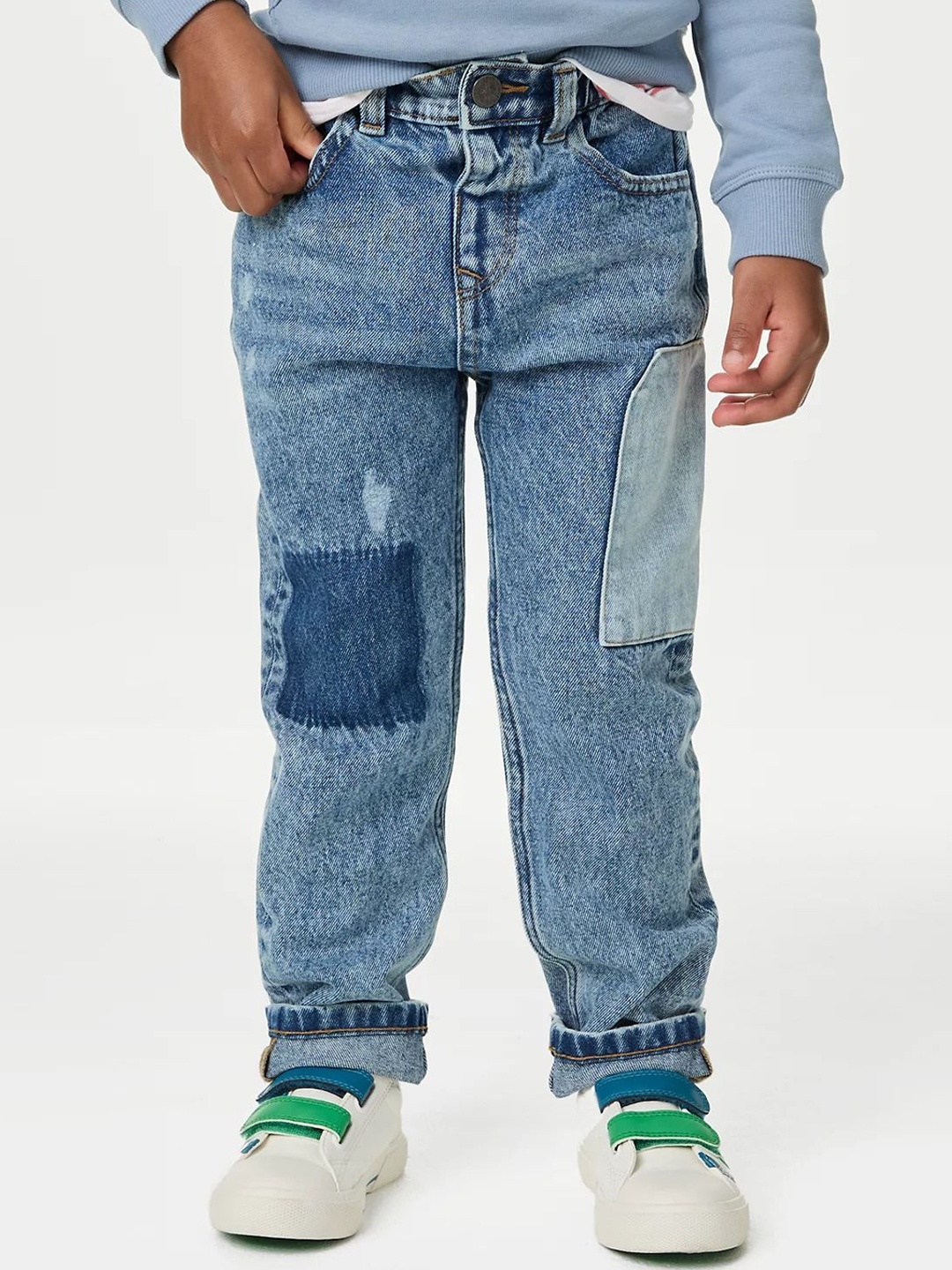 

Marks & Spencer Boys Mildly Distressed Heavy Fade Pure Cotton Jeans, Blue