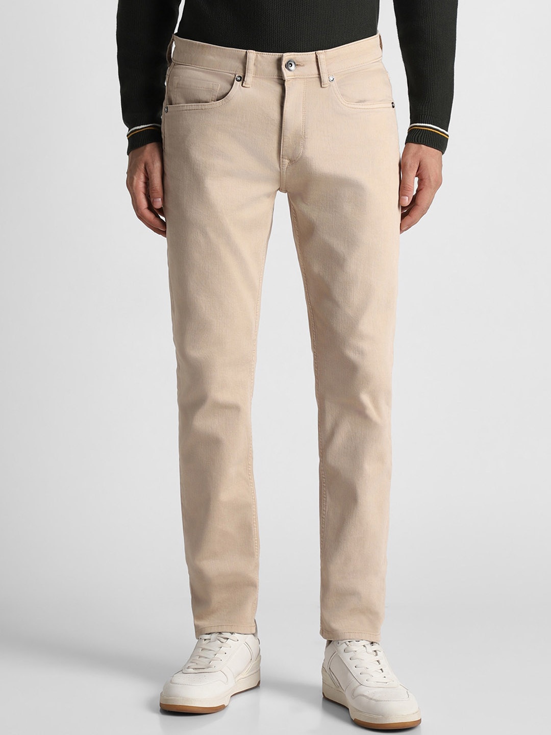 

Louis Philippe Jeans Men Slim Fit Mid-Rise Clean Look Pure Cotton Jeans, Khaki