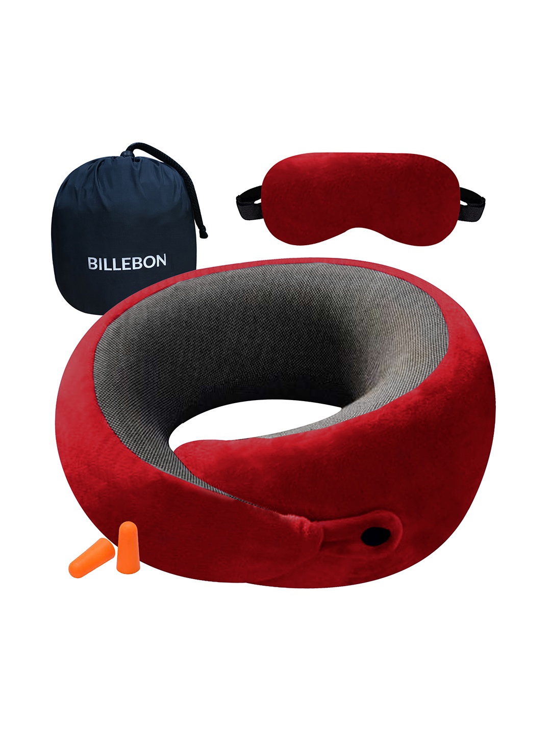

BILLEBON Compact Eyemask Travel Accessory with Eye Mask and Carry Bag, Red