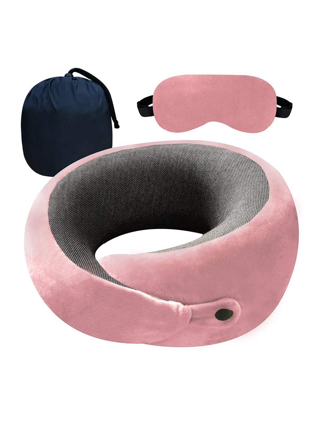 

BILLEBON Compact Lock Travel Accessory With Eye Mask and Carry Bag, Pink