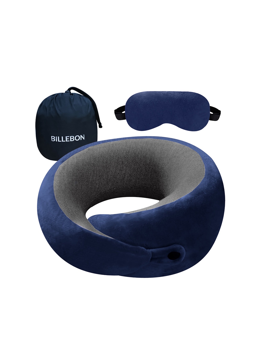 

BILLEBON Ultrasoft Memory Foam Neck Pillow Travel Accessory, Navy blue