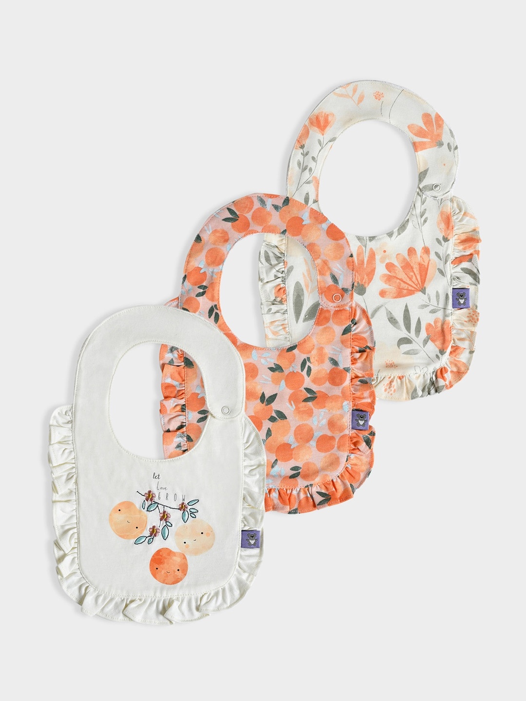 

MiArcus Infants Printed Pure Cotton Bibs Pack Of 3, Multi