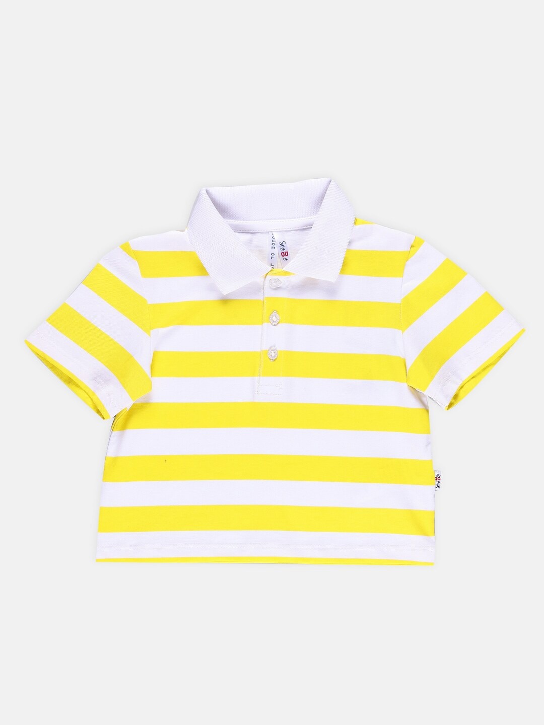 

SPYBY Girls Striped Short Sleeves Cotton Polo Collar T-shirt, Yellow