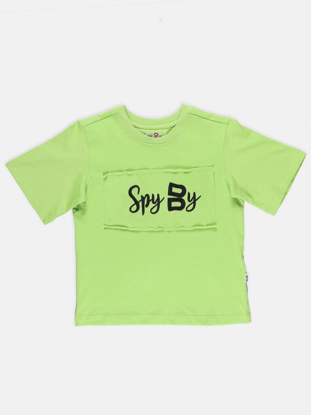 

SPYBY Girls Typography Printed Printed Cotton Casual T-shirt, Green