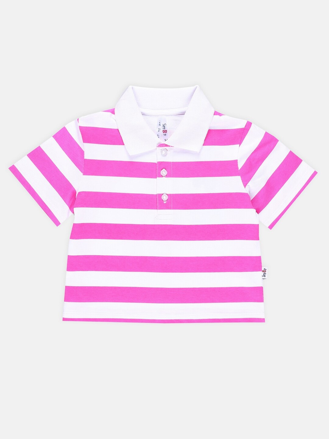 

SPYBY Girls Striped Short Sleeves Cotton Polo Collar T-shirt, Blue