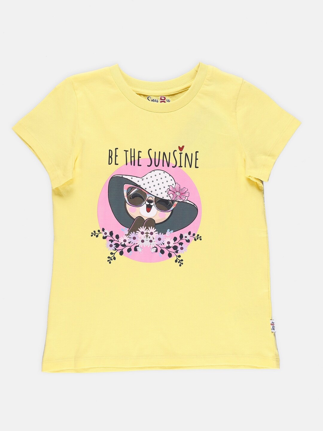 

SPYBY Girls Printed Short Sleeves Round Neck Cotton T-shirt, Yellow