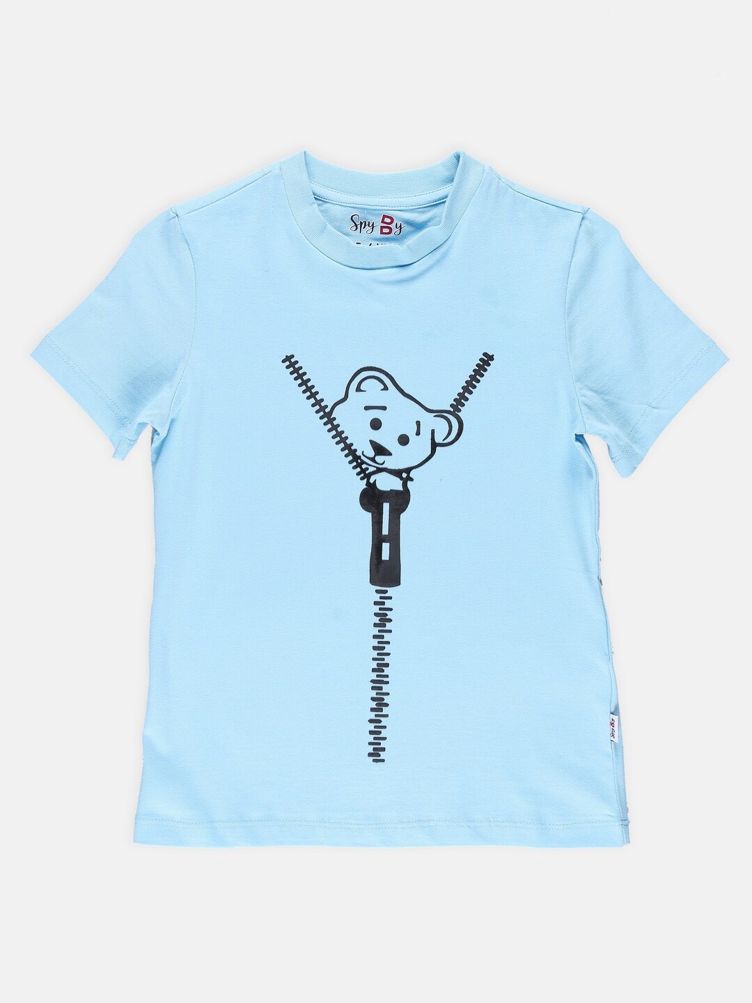 

SPYBY Girls Typography Printed Short Sleeves Round Neck Cotton T-shirt, Blue