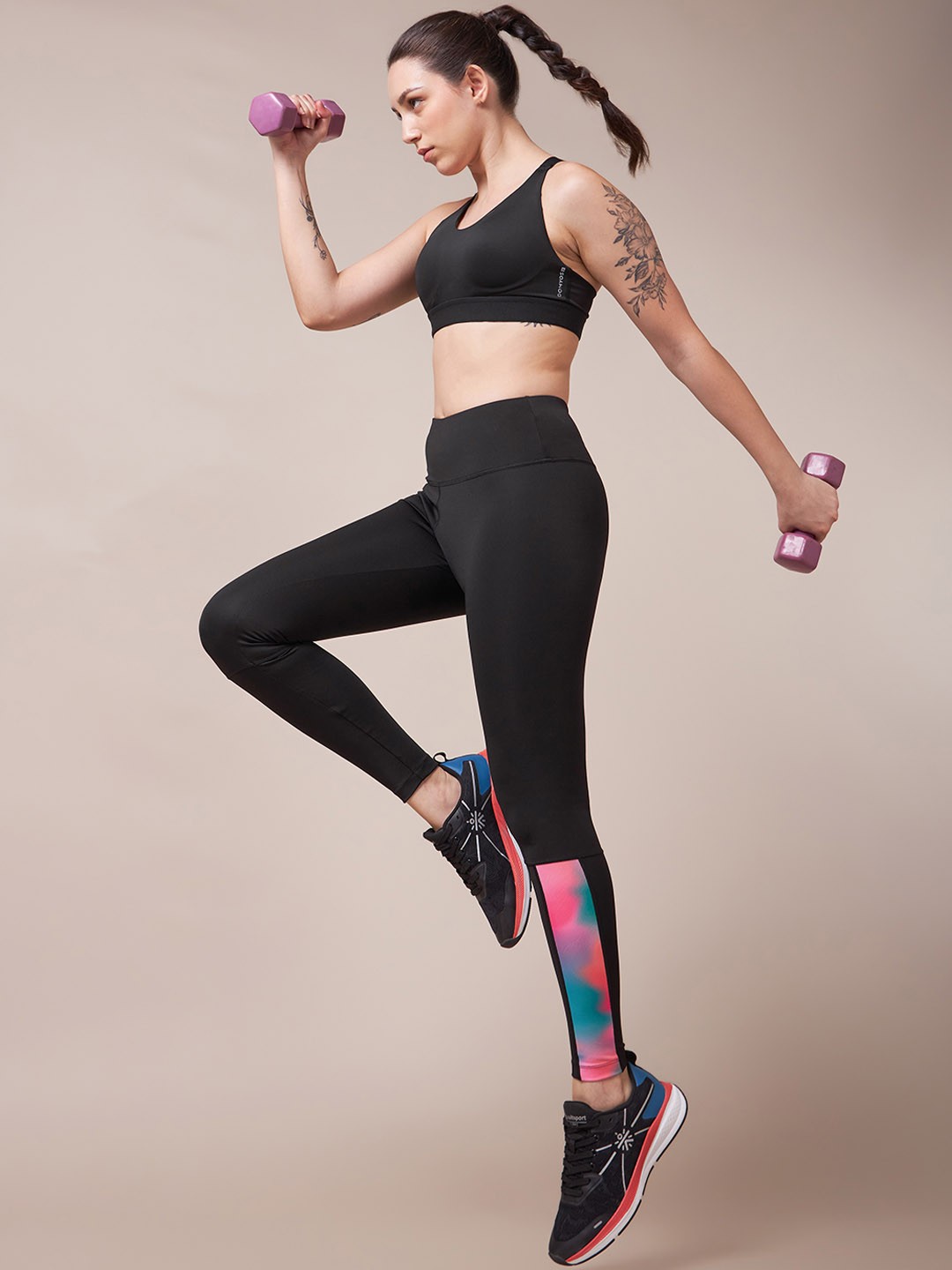

CULT Women Moisture Wicking Ankle Length Sports Tights, Black