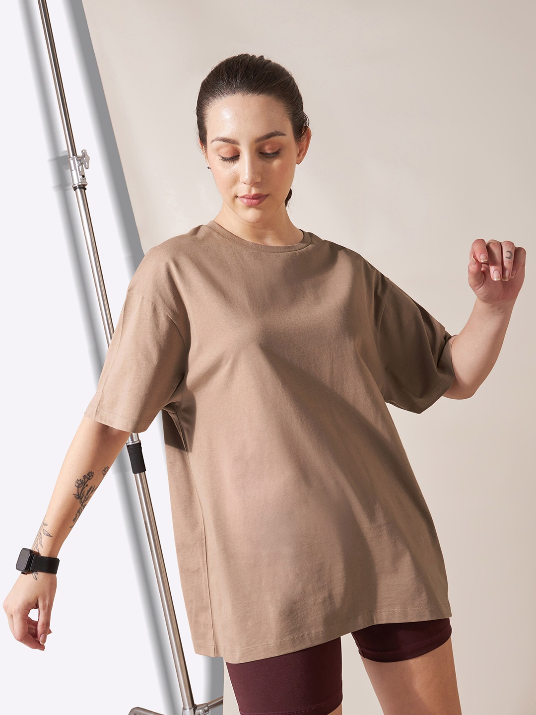 

CULT Pure Cotton Bio Finish Technology Oversized-Fit Tshirt, Khaki