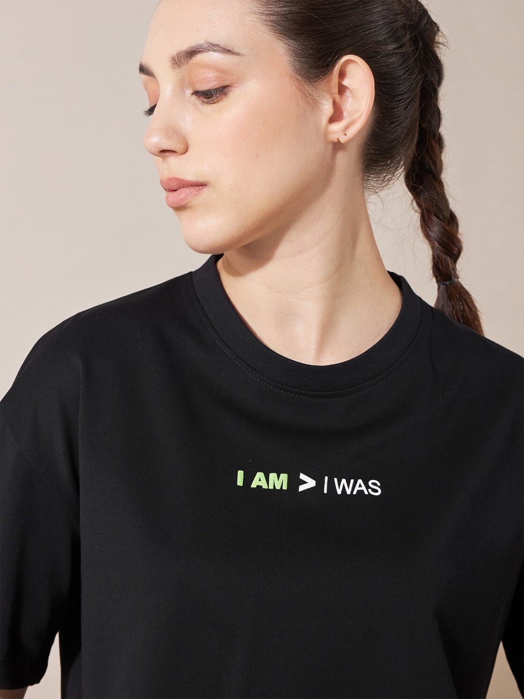 CULT Typography Printed Bio Finish Technology Round Neck Tshirt, Black
