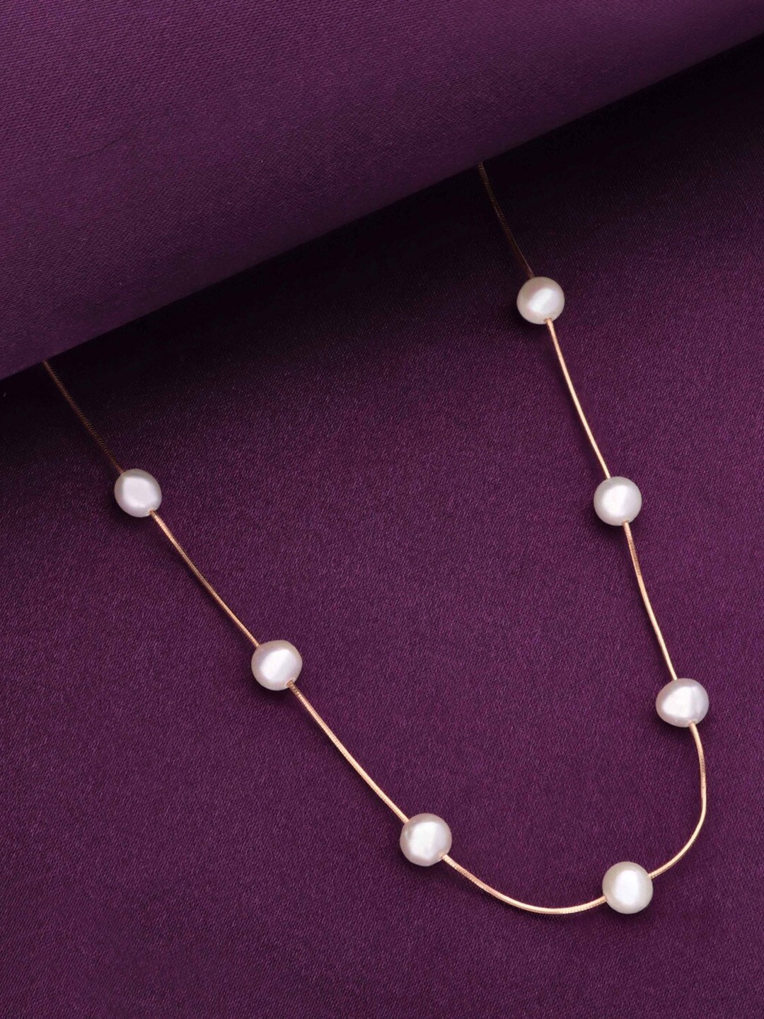 

KAI JEWEL 92.5 Sterling Silver Rose Gold-Plated Pearls Beaded Necklace
