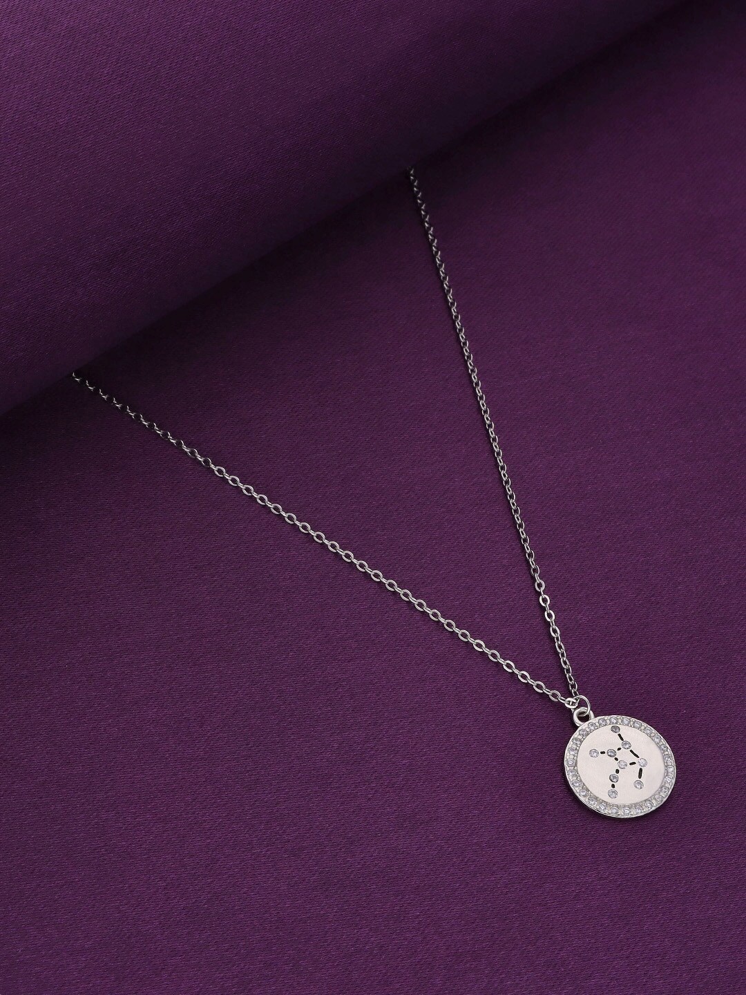 

KAI JEWEL 925 Sterling Silver Rhodium-Plated CZ-Studded Pendant With Chain
