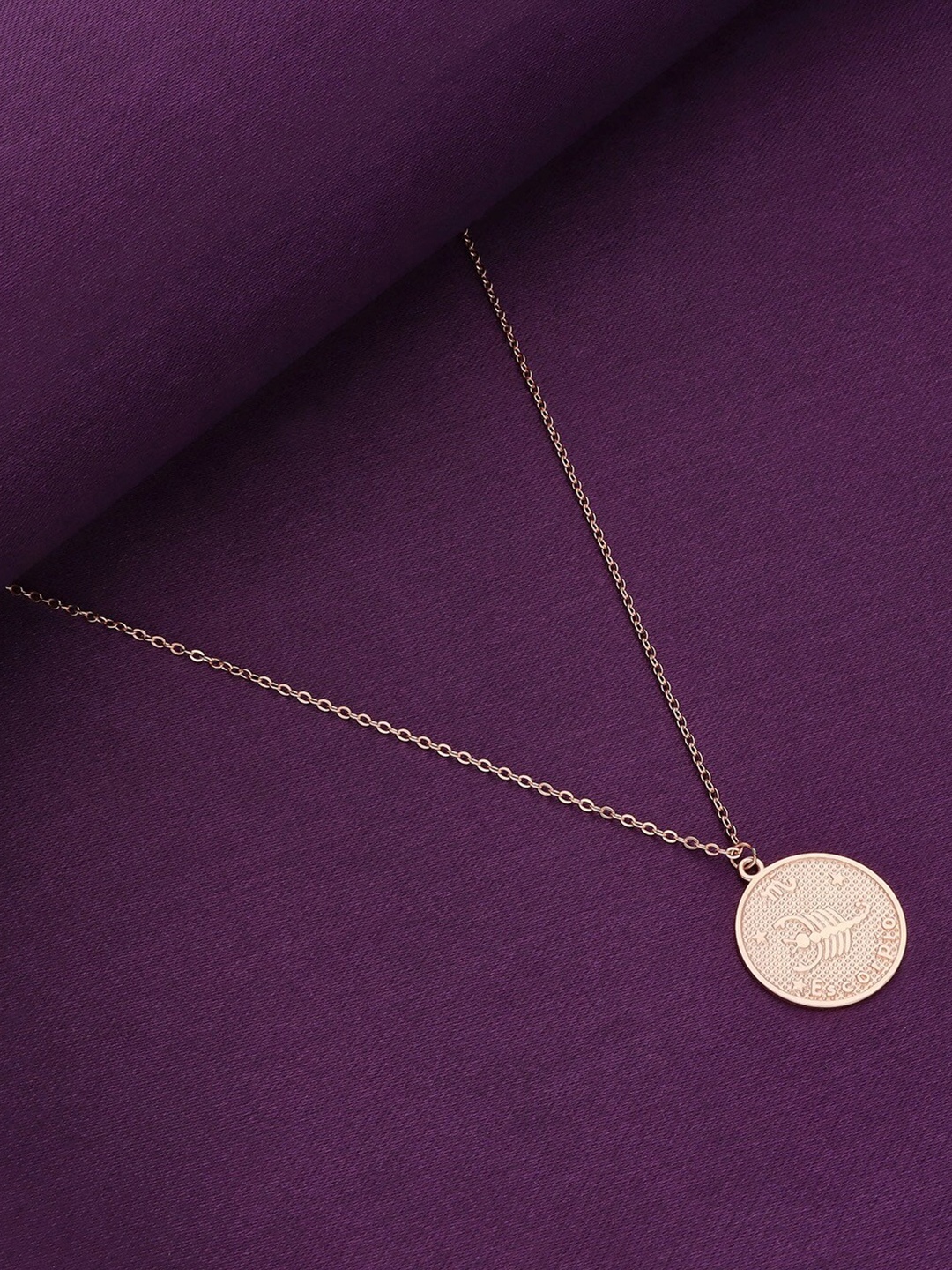 

KAI JEWEL Rose Gold-Plated 92.5 Sterling Silver Sun Sign Scorpio Pendant With Chain