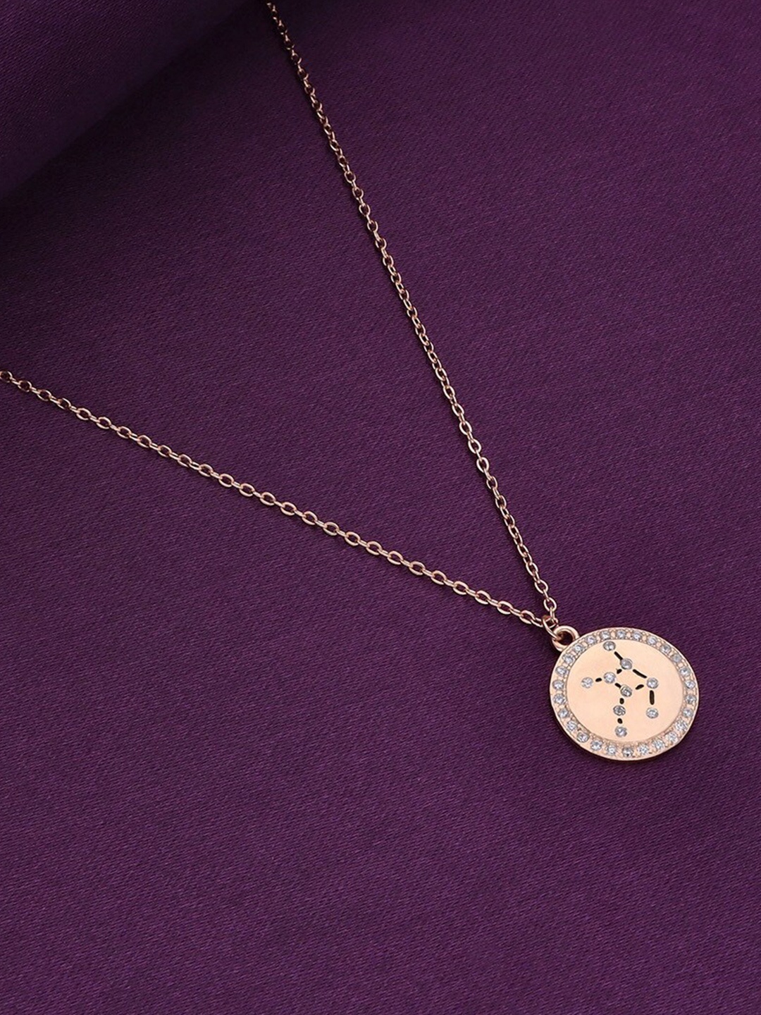 

KAI JEWEL 92.5 Sterling Silver Rose Gold-Plated CZ-Studded Pendant With Chain