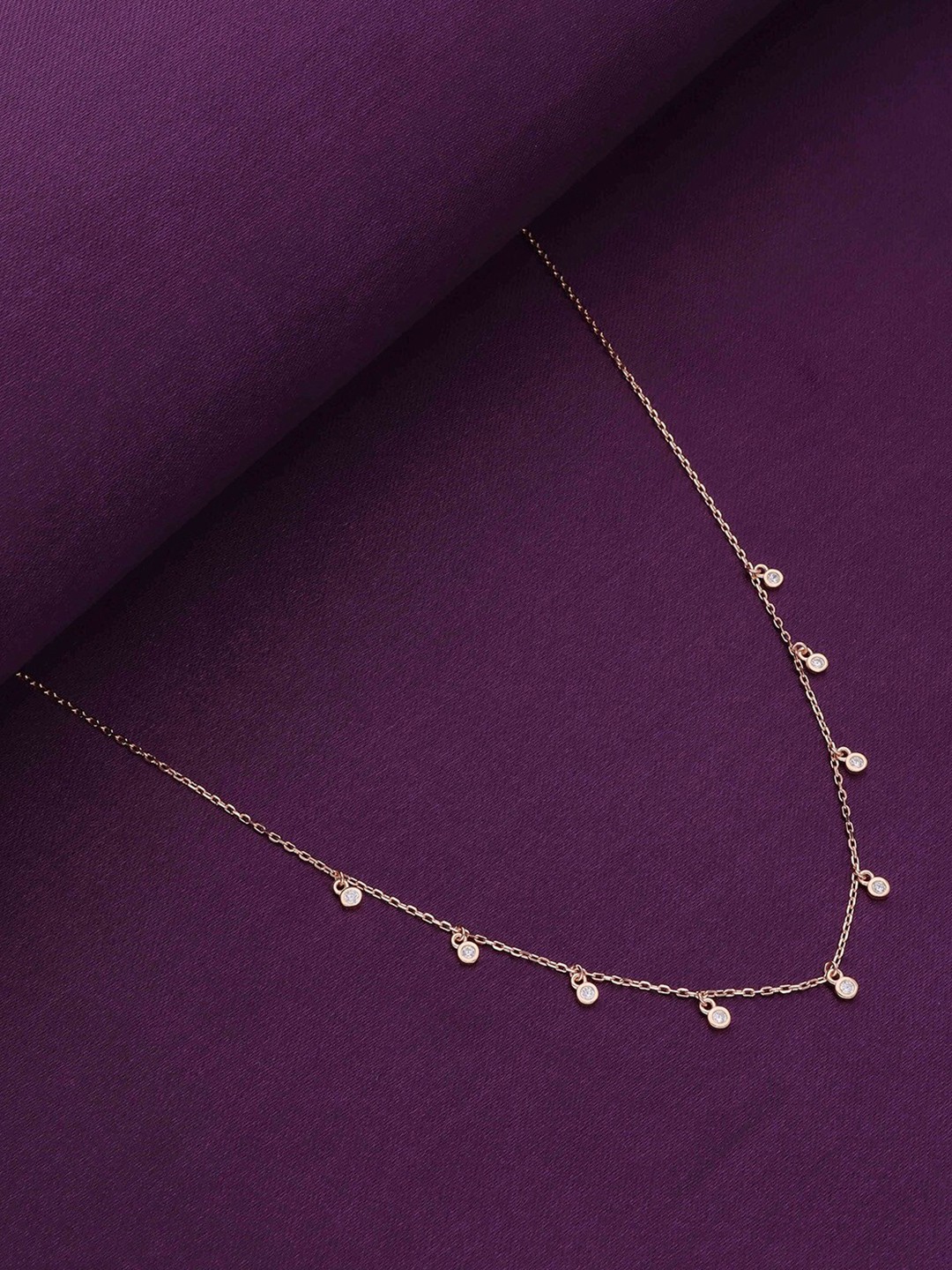

KAI JEWEL Sterling Silver Rose Gold-Plated Cubic Zirconia Studded Necklace