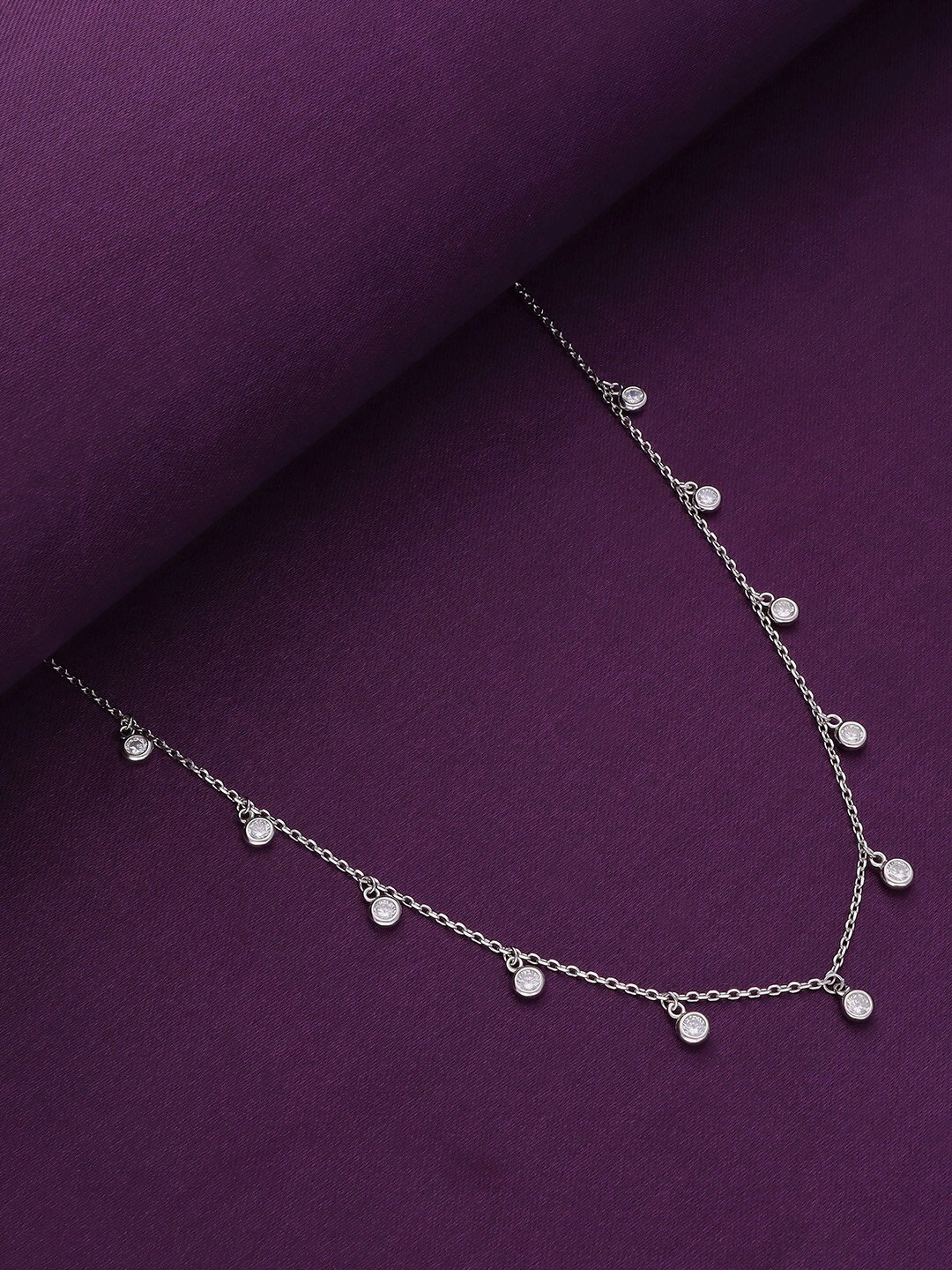 

KAI JEWEL Sterling Silver Rhodium-Plated Cubic Zirconia Studded Necklace