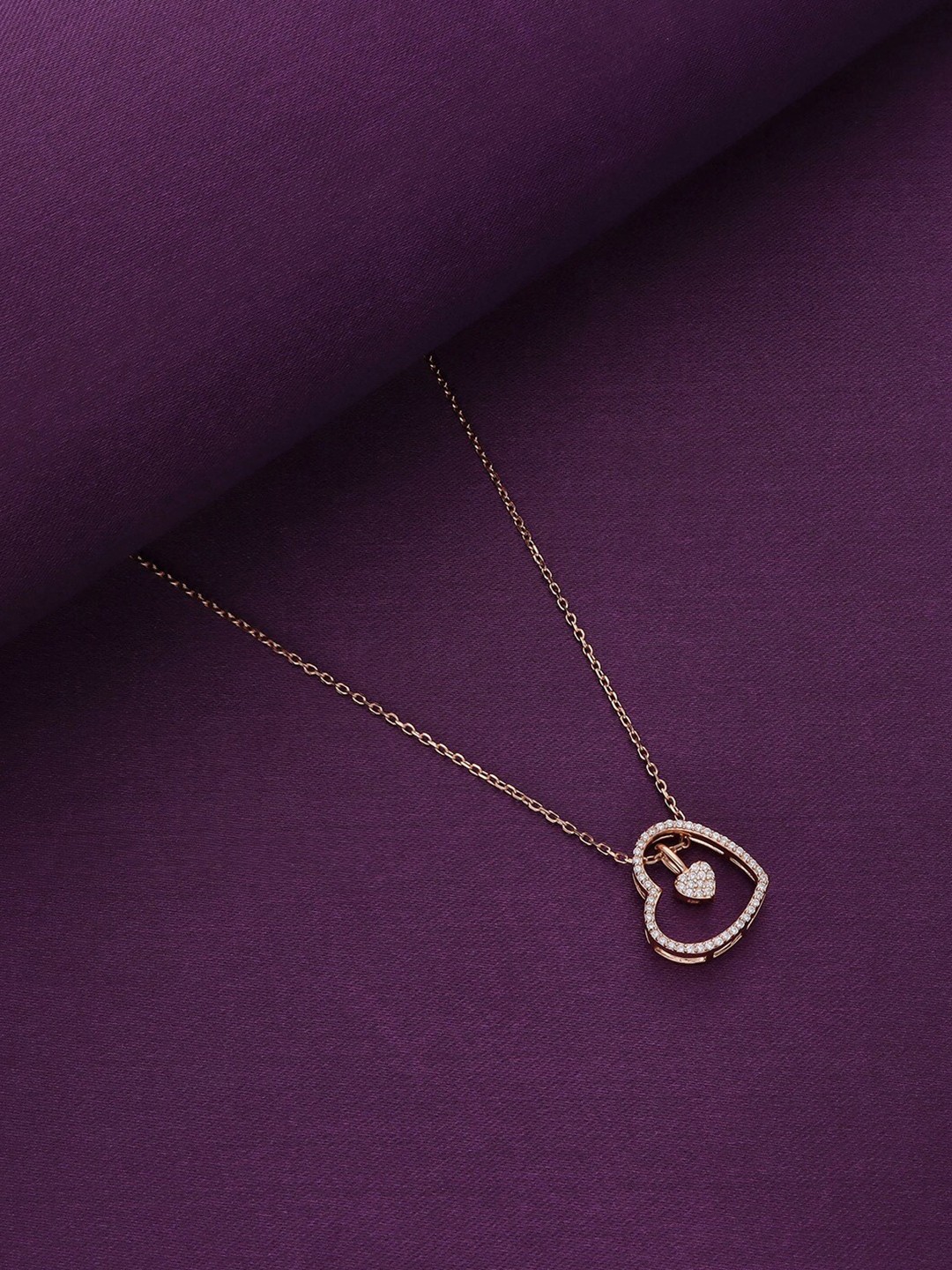 

KAI JEWEL Sterling Silver Rose Gold-Plated Cubic Zirconia Studded Necklace