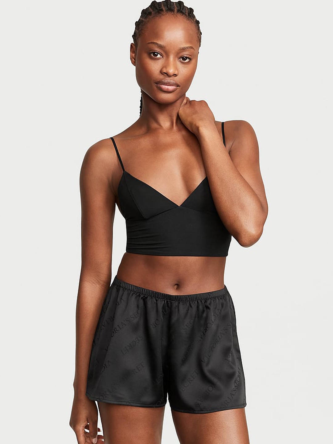

Victoria's Secret Shoulder Strap Cropped Cami Night suit, Black