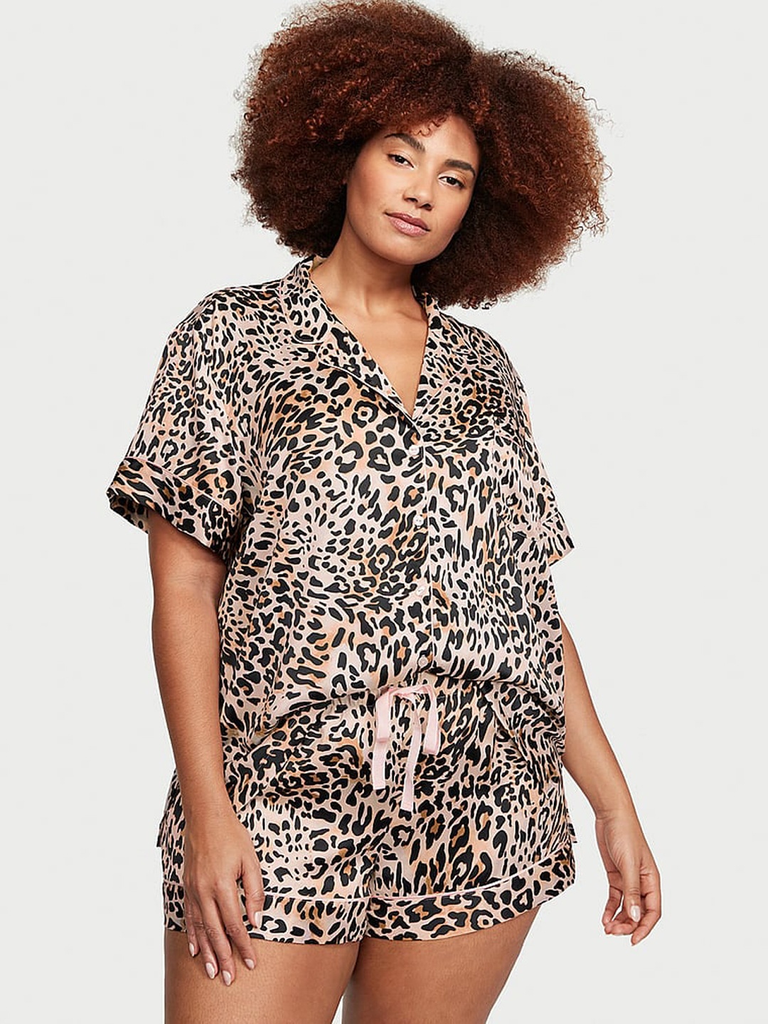 

Victoria's Secret Animal Printed Satin Night suit, Black