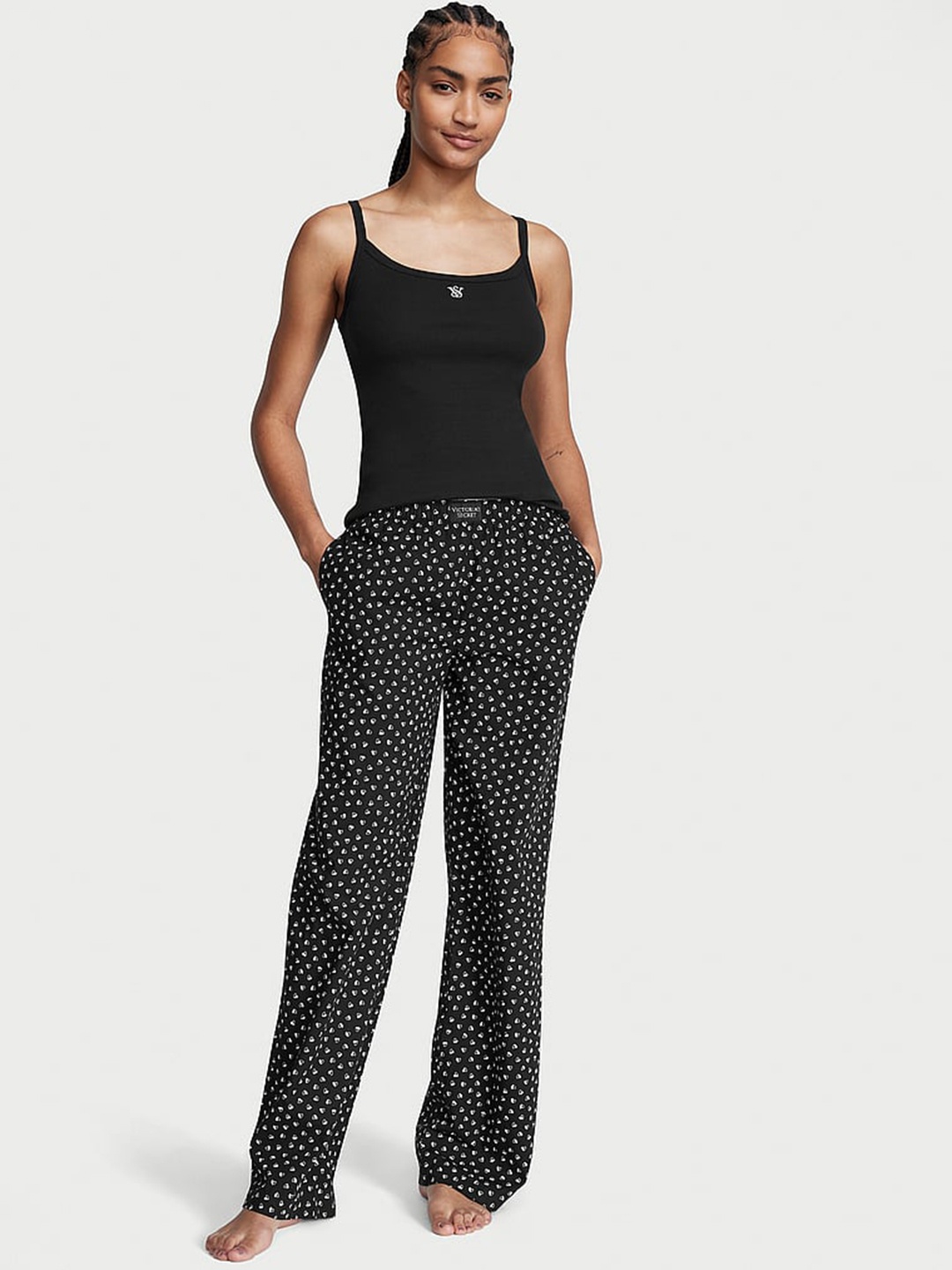 

Victoria's Secret Pure Cotton Cotton Tank Tee-Jama Set, Black