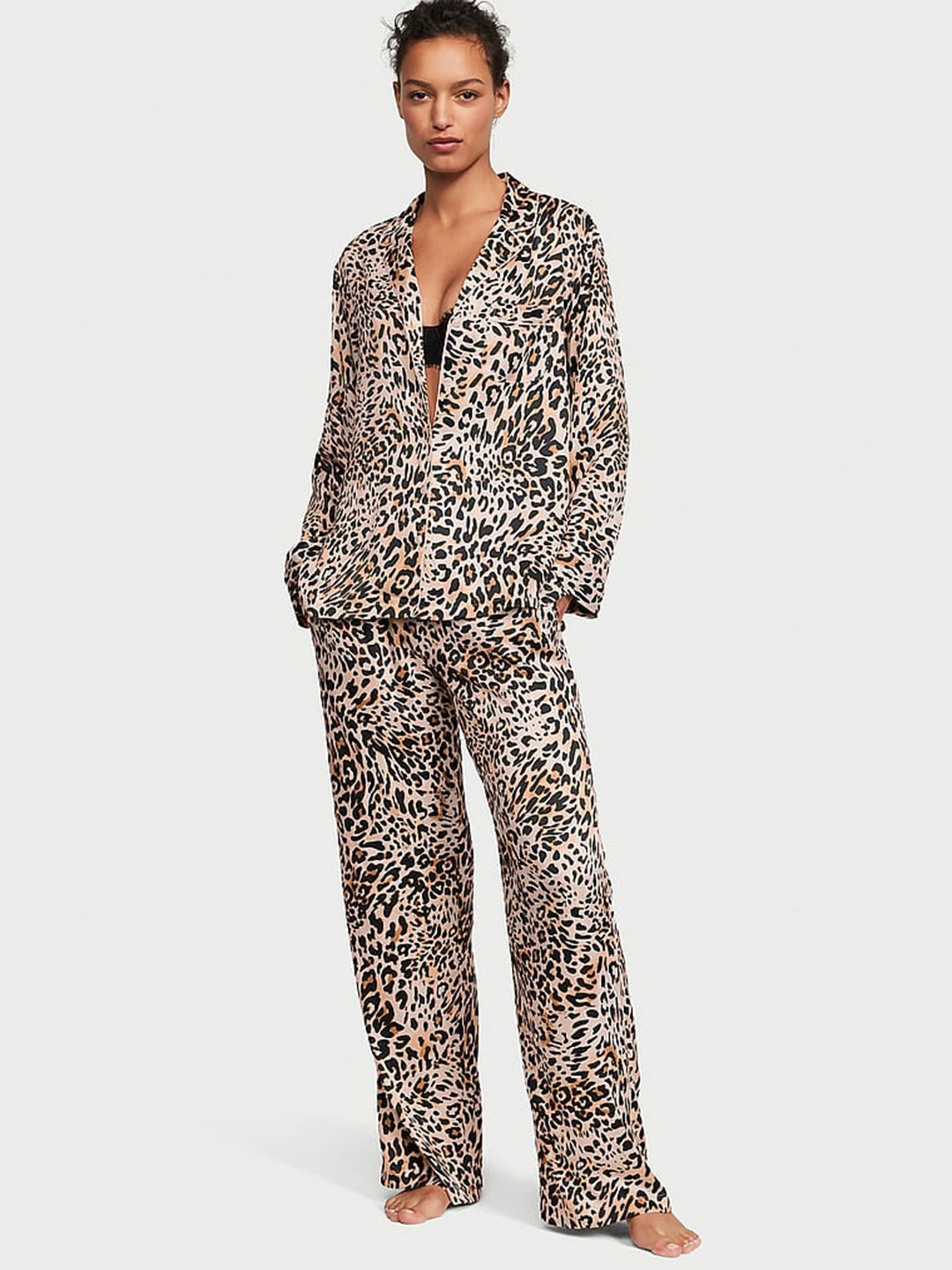 

Victoria's Secret Animal Printed Satin Night suit, White