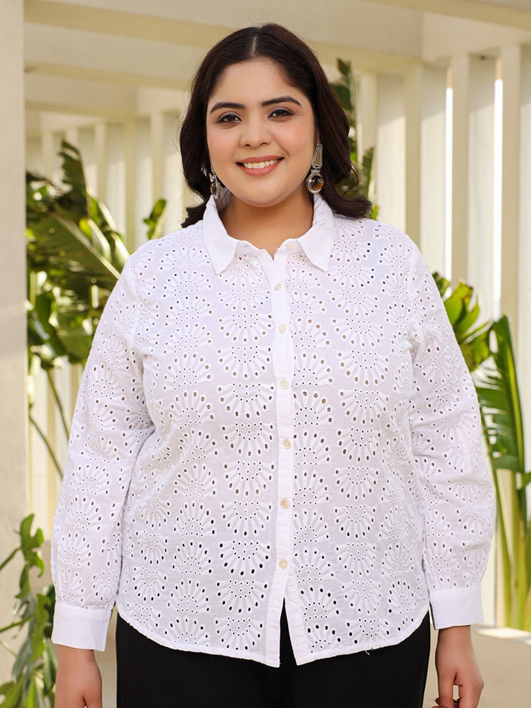 

Juniper Spread Collar Long Sleeves Classic Printed Casual Shirt, White