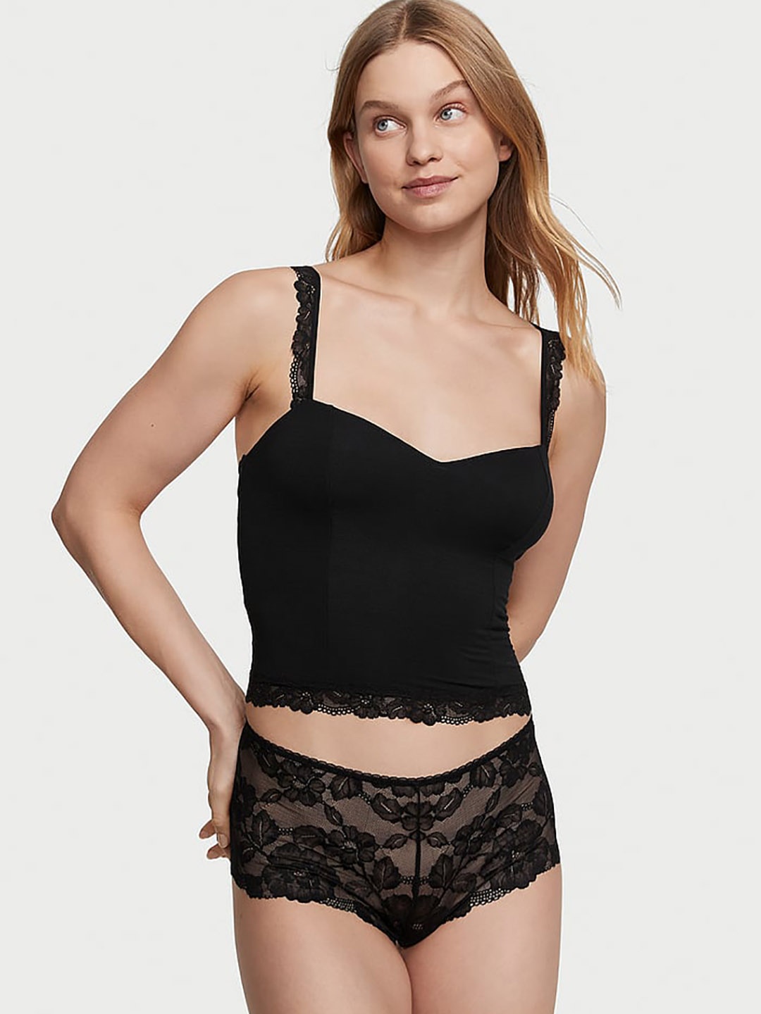 

Victoria's Secret Self Design Modal & Lace Lingerie Set, Black