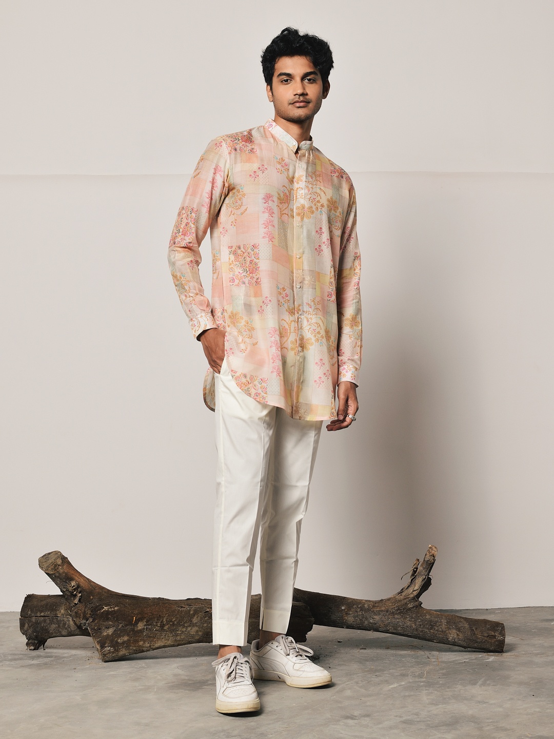 

Project Bandi Floral Printed Regular Pathani Kurta with Trousers, Rose