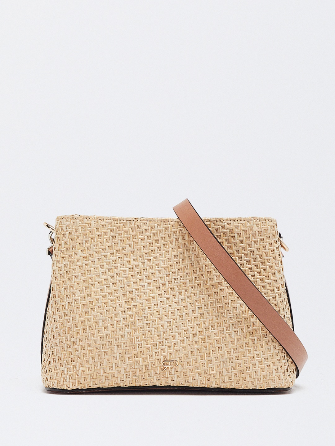 

PARFOIS Basket Weave Textured Structured Sling Bag, Beige