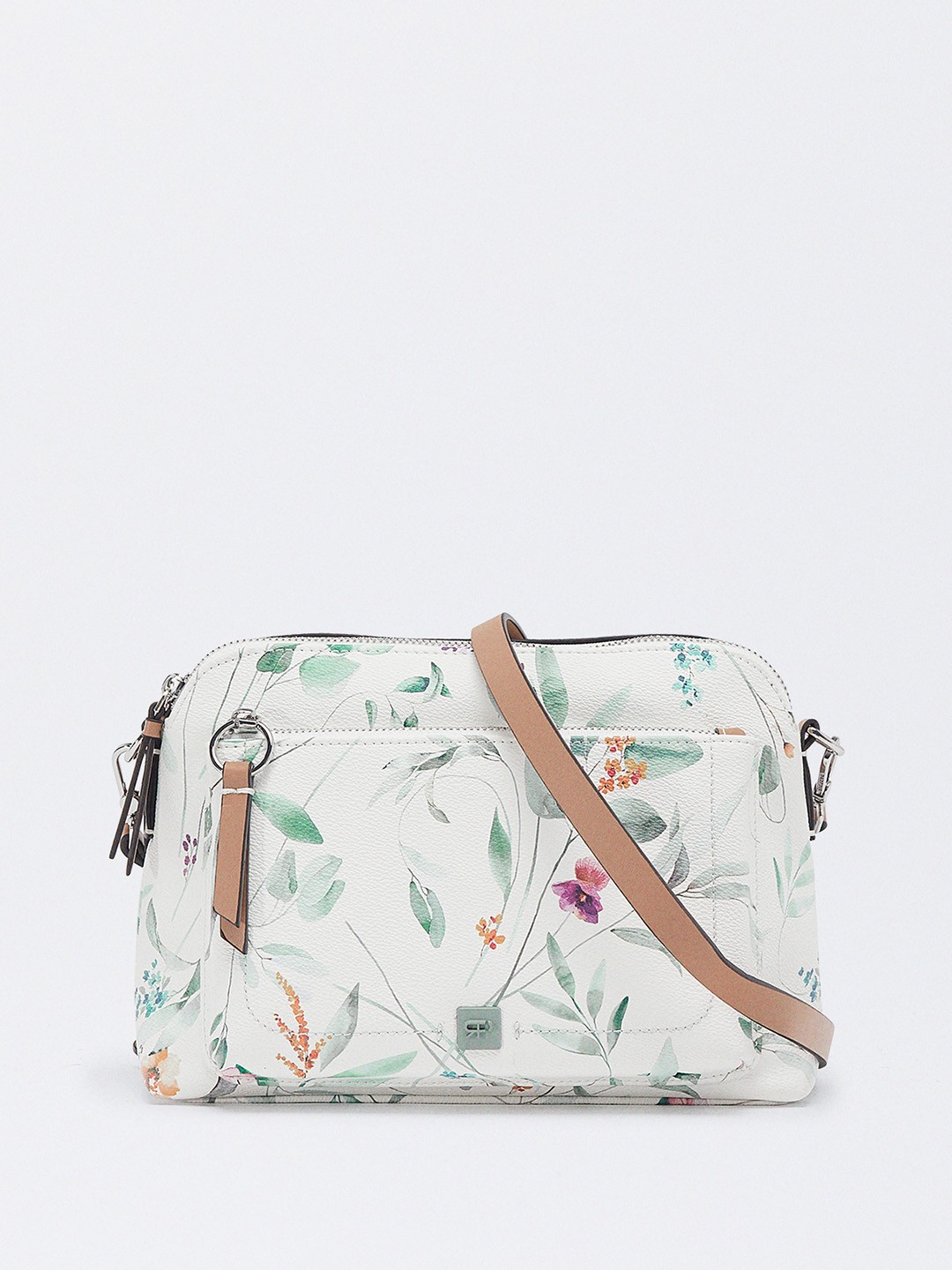 

PARFOIS Floral Printed Structured Sling Bag, Green