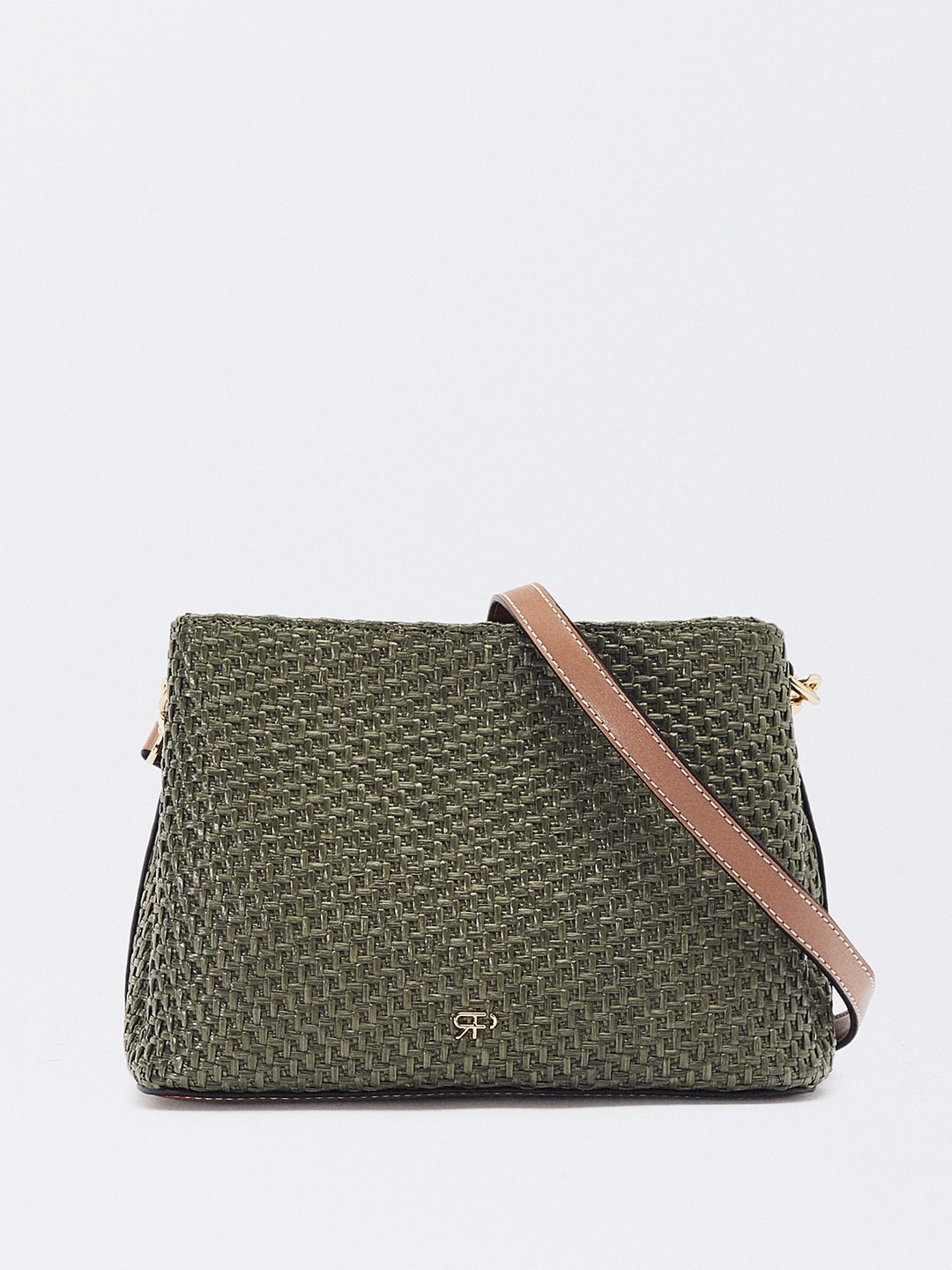 

PARFOIS Structured Basket Weave Sling Bag, Olive