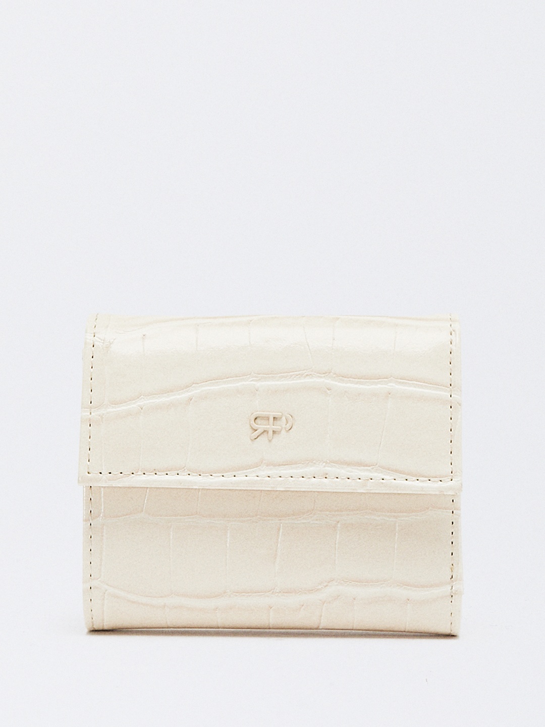 

PARFOIS Women Croc-Textured Card Holder, Off white