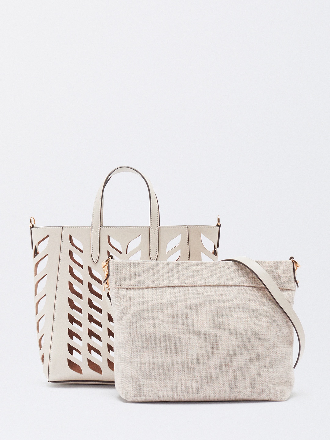 

PARFOIS Laser Cut Handheld Bag with Pouch, Off white