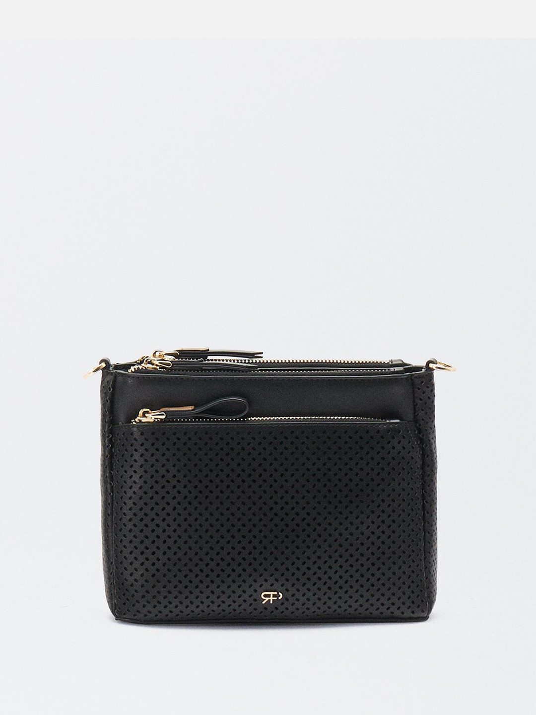 

PARFOIS Structured Sling Bag with Cut Work, Black