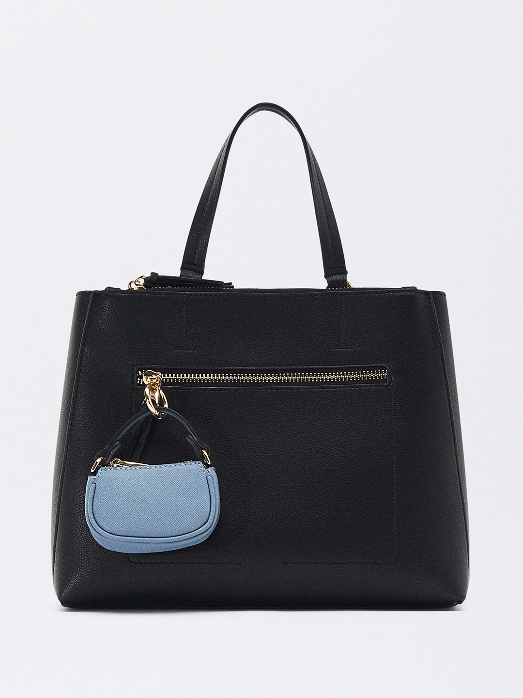 

PARFOIS Solid PU Structured Handheld Bag with Pouch, Black