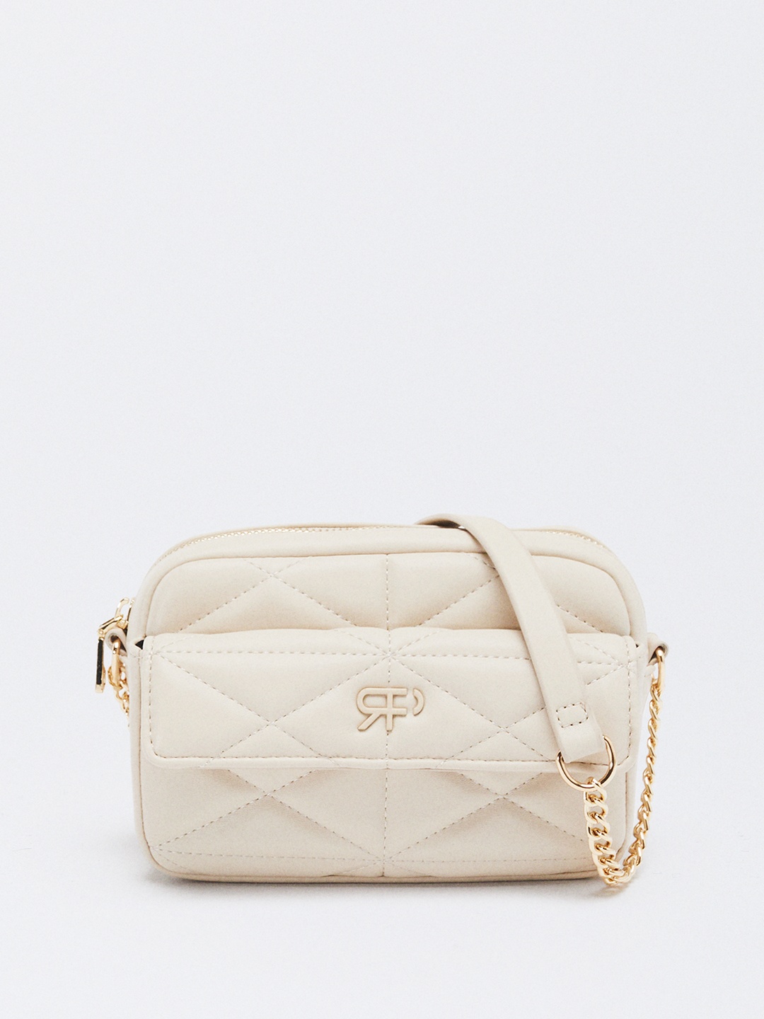 

PARFOIS Quilted Structured Sling Bag, Off white