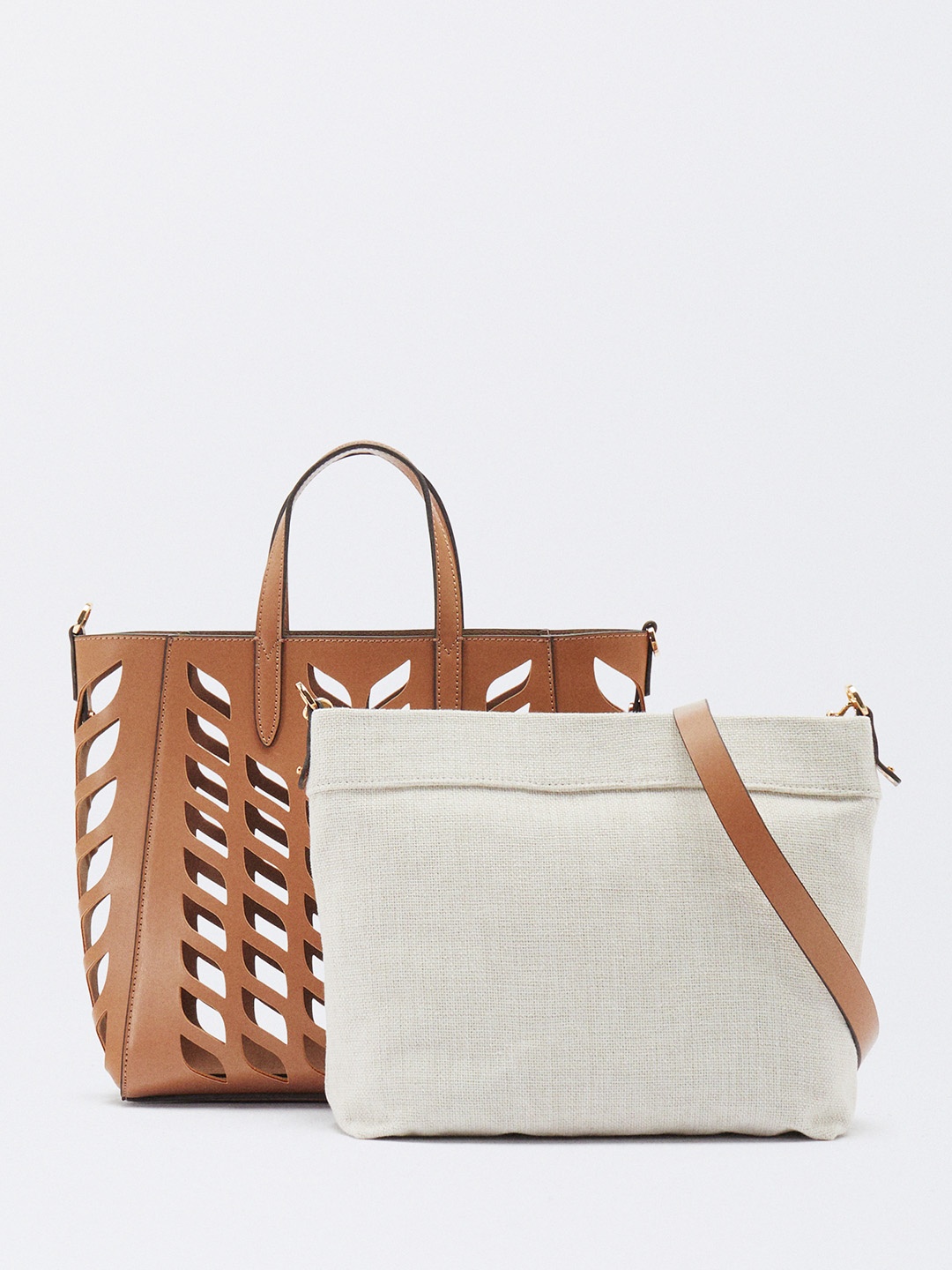 

PARFOIS Laser Cut Handheld Bag with Pouch, Brown